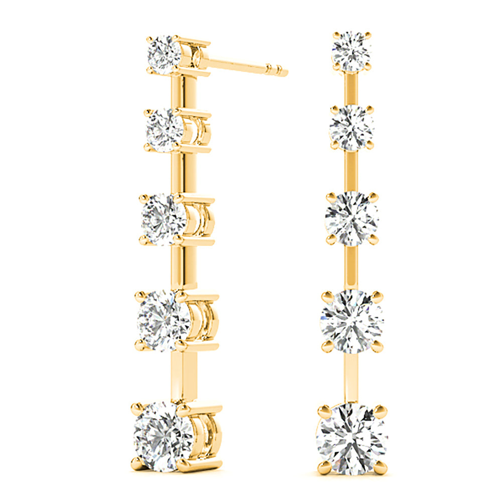 2.00 ctw Diamond Drop Earrings Journey Style-VIRABYANI